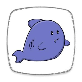 Mignon requin bleu adorable animal marinier Kawaii - Magnet carré - blanc - Devant