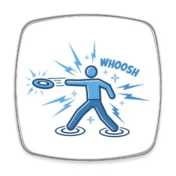 WHOOSH Funny Disc Golf Disc Golfer Flying Disc - Square fridge magnet - white - Front