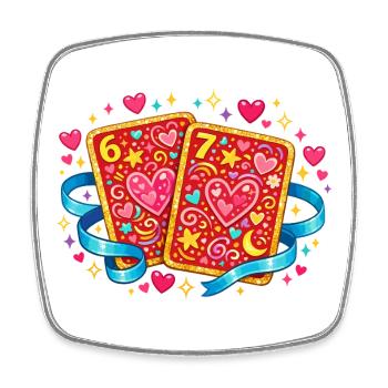 67 Six Seven Herz Spielkarte Valentinstag - Viereckiger Kühlschrankmagnet - Weiß - Vorne