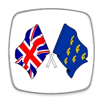 West Sussex flag & British flag - Square fridge magnet - white - Front