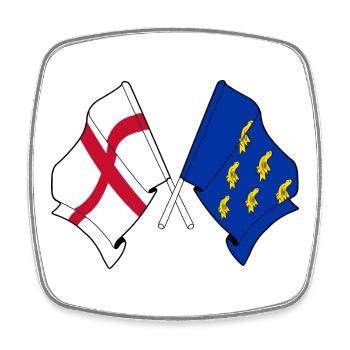 Drapeaux croisés West Sussex & Angleterre - Magnet carré - blanc - Devant