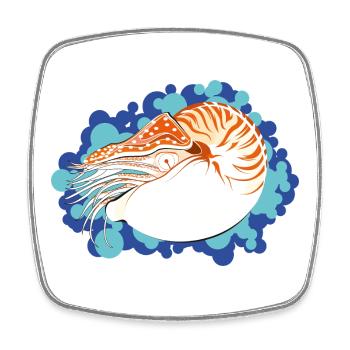 Nautilus Pompilius – Retro-Marinekunst - Viereckiger Kühlschrankmagnet - Weiß - Vorne