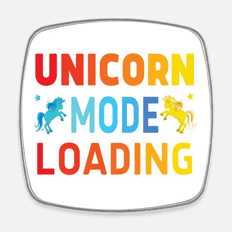 Unicorn mode loading - Square fridge magnet - white