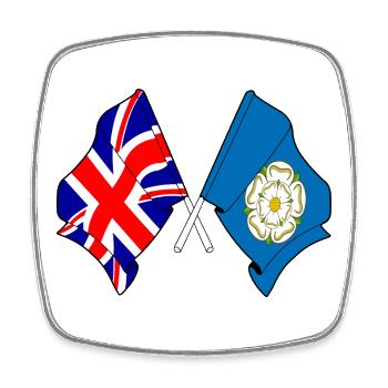 Yorkshire-Flagge + Großbritannien - Viereckiger Kühlschrankmagnet - Weiß - Vorne