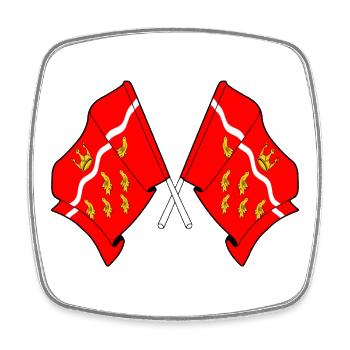 Deux drapeaux franchis – East Sussex - Magnet carré - blanc - Devant
