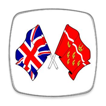 East Sussex & Great Britain Cross - Viereckiger Kühlschrankmagnet - Weiß - Vorne