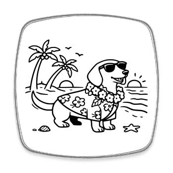 Hawaii vacation dachshund vacation mode with dog - Square fridge magnet - white - Front
