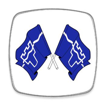 Deux drapeaux franchis – Tyne et Wear - Magnet carré - blanc - Devant