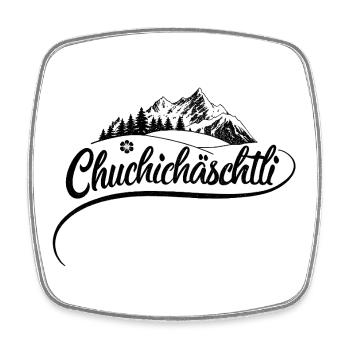 Schweizer-kultbegriff Chuchichäschtli - Viereckiger Kühlschrankmagnet - Weiß - Vorne