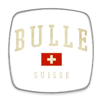 Bulle Switzerland Design - Varsity Style - Square fridge magnet - white - Front