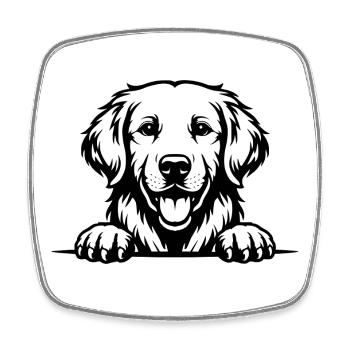 Golden Retriever mit Pfoten - Viereckiger Kühlschrankmagnet - Weiß - Vorne