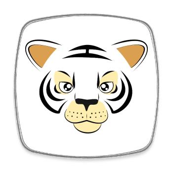 Cooles Tigergesicht-Grafik große Katzen-Wildtierkunst - Viereckiger Kühlschrankmagnet - Weiß - Vorne