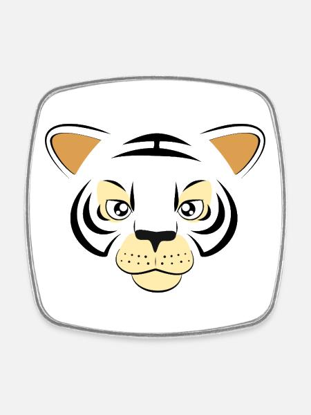 Cooles Tigergesicht-Grafik große Katzen-Wildtierkunst - Viereckiger Kühlschrankmagnet - Weiß
