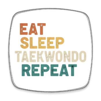 Eat Sleep Taekwondo Repeat - Retro Martial Arts - Square fridge magnet - white - Front