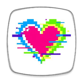 Pixel Heart Neon Glitch Rainbow - Square fridge magnet - white - Front