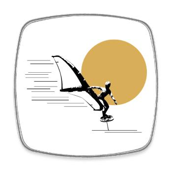 Wingfoiler in front of sun - Square fridge magnet - white - Front