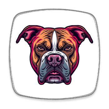 Neon Bulldog Head Illustration - Square fridge magnet - white - Front