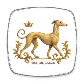 Free the Galgo - Embroidery Nr01 - Square fridge magnet - white - Front