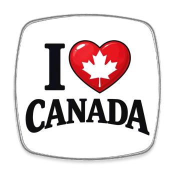 I Love Canada – Maple Leaf Message - Square fridge magnet - white - Front