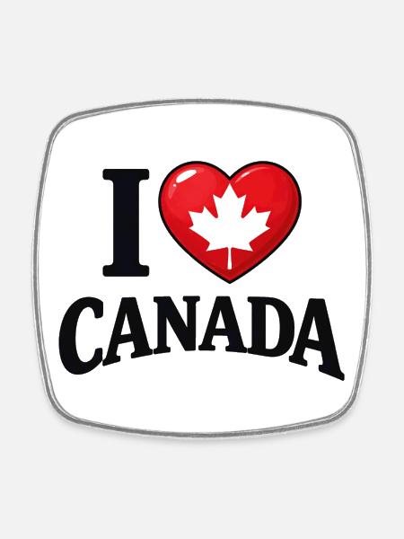 I Love Canada – Maple Leaf Message - Square fridge magnet - white