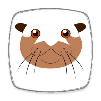 Cute Otter Face Animal Lazy DIY Costume - Square fridge magnet - white - Front