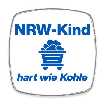 NRW-KIND: HART WIE KOHLE! GLÜCK AUF STEIGER KOMMT - Viereckiger Kühlschrankmagnet - Weiß - Vorne