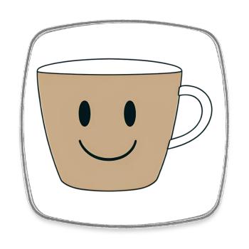 Smiling Coffee Mug Design - Square fridge magnet - white - Front