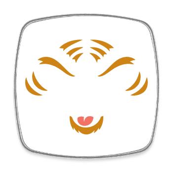 Tiger | Big Face Kostüm Karneval Verkleidung - Viereckiger Kühlschrankmagnet - Weiß - Vorne