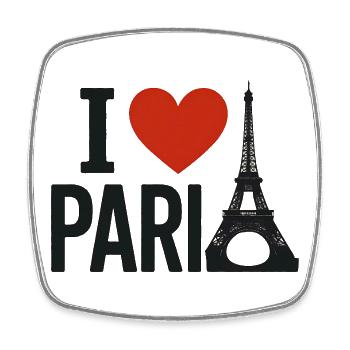 Ich liebe Paris Coeur und den Eiffelturm - Viereckiger Kühlschrankmagnet - Weiß - Vorne