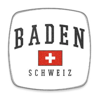 Baden Schweiz Logo mit Schweizer Flagge - Viereckiger Kühlschrankmagnet - Weiß - Vorne