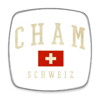 CHAM SWITZERLAND Vintage Logo - Square fridge magnet - white - Front
