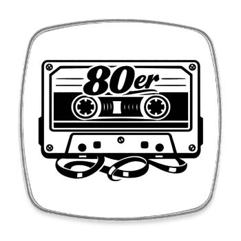 80er Kassette Retro - Viereckiger Kühlschrankmagnet - Weiß - Vorne