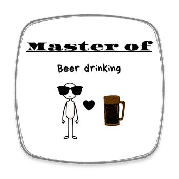 Meister des Biertrinkens - Viereckiger Kühlschrankmagnet - Weiß - Vorne