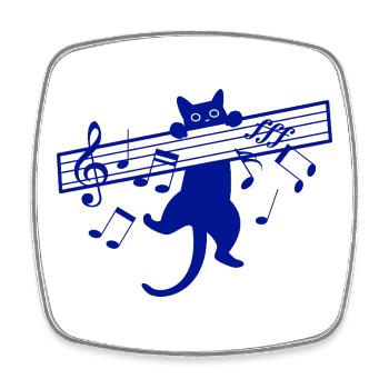 Chat mignon Musicien Instrument de musique - Magnet carré - blanc - Devant