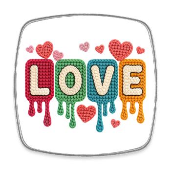 Love Bunte Strick Herzen Romantische Liebe - Viereckiger Kühlschrankmagnet - Weiß - Vorne
