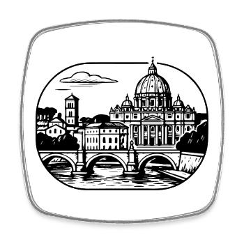 Römische Stadtsilhouette - Viereckiger Kühlschrankmagnet - Weiß - Vorne