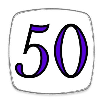 50. 50 ANS. 50e ANNIVERSAIRE. ANNIVERSAIRE 50 ANS. - Magnet carré - blanc - Devant