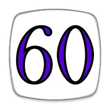 60. 60 JAHRE. 60-JÄHRIGES JUBILÄUM. 60. GEBURTSTAG. - Viereckiger Kühlschrankmagnet - Weiß - Vorne