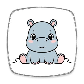 Cute Baby Hippopotamus Sitting Kawaii - Square fridge magnet - white - Front