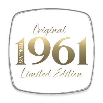 65th Birthday February 1961 Vintage Vintage - Square fridge magnet - white - Front