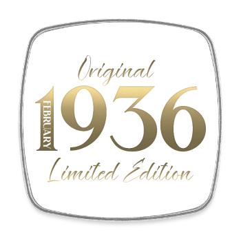 90th Birthday February 1936 Vintage Vintage - Square fridge magnet - white - Front