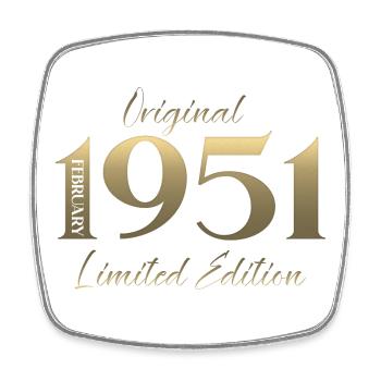 75th Birthday February 1951 Vintage Vintage - Square fridge magnet - white - Front