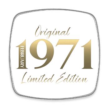 55e anniversaire février 1971 Millésime - Magnet carré - blanc - Devant