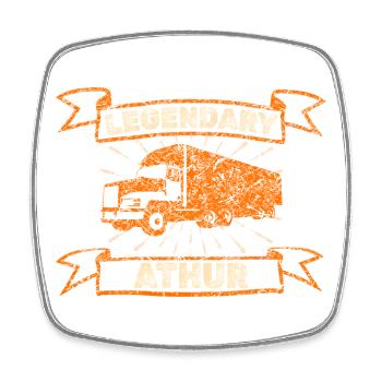 Legendary Truck Orange Athur - Square fridge magnet - white - Front