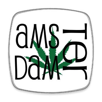 Amsterdam - Cannabis - Weed - Magnet carré - blanc - Devant