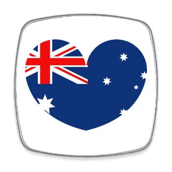 Drapeau australien avec cœur - Magnet carré - blanc - Devant