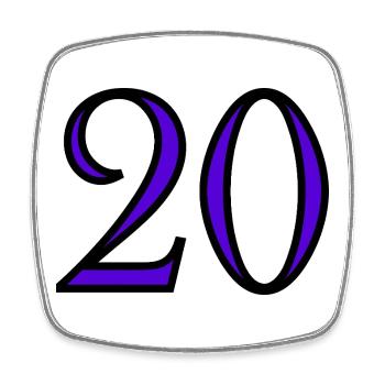 20. 20e ANNIVERSAIRE. ANNIVERSAIRE 20 ANS. 20 ANS. - Magnet carré - blanc - Devant