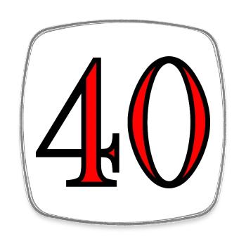 40. 40 ANS. 40e ANNIVERSAIRE. ANNIVERSAIRE 40 ANS. - Magnet carré - blanc - Devant