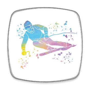 Alpin Ski Wintersport Nordischer Skilauf - Viereckiger Kühlschrankmagnet - Weiß - Vorne