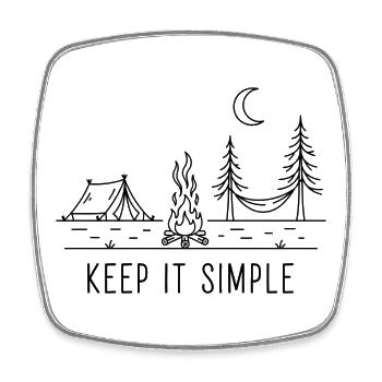Camping nuit Feu de camp minimaliste - Magnet carré - blanc - Devant